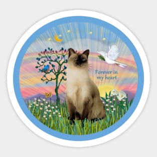 "Rainbow Dove" design with a Siamese Cat (Chocolate Point) Sticker